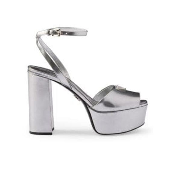 Prada Metallic Leather Platform Sandals - 38.5 (8.5) - Picture 1 of 5